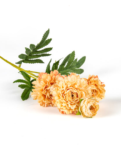 Umělé květy cínie na stonku broskve 61 cm na ozdobu