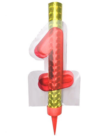 Svítící fontána číslo 1 červená 12 cm na narozeninový dort
