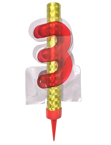 Svítící fontána číslo 3 červená 12 cm na dort