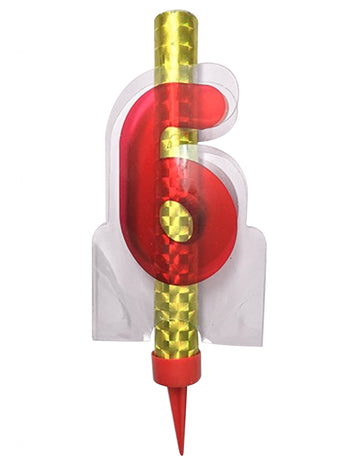 Svítící fontána číslo 6 červená 12 cm k narozeninám