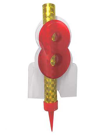 Svítící fontána číslo 8 červená 12 cm na narozeninový dort