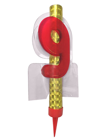 Svítící fontána číslo 9 červená 12 cm na dort