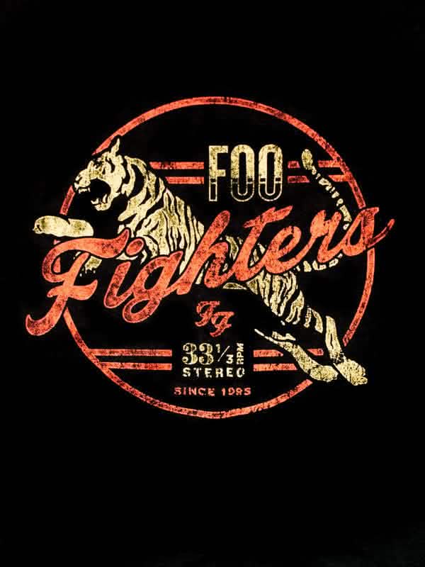 Detail na potisk trička Foo Fighters Tiger