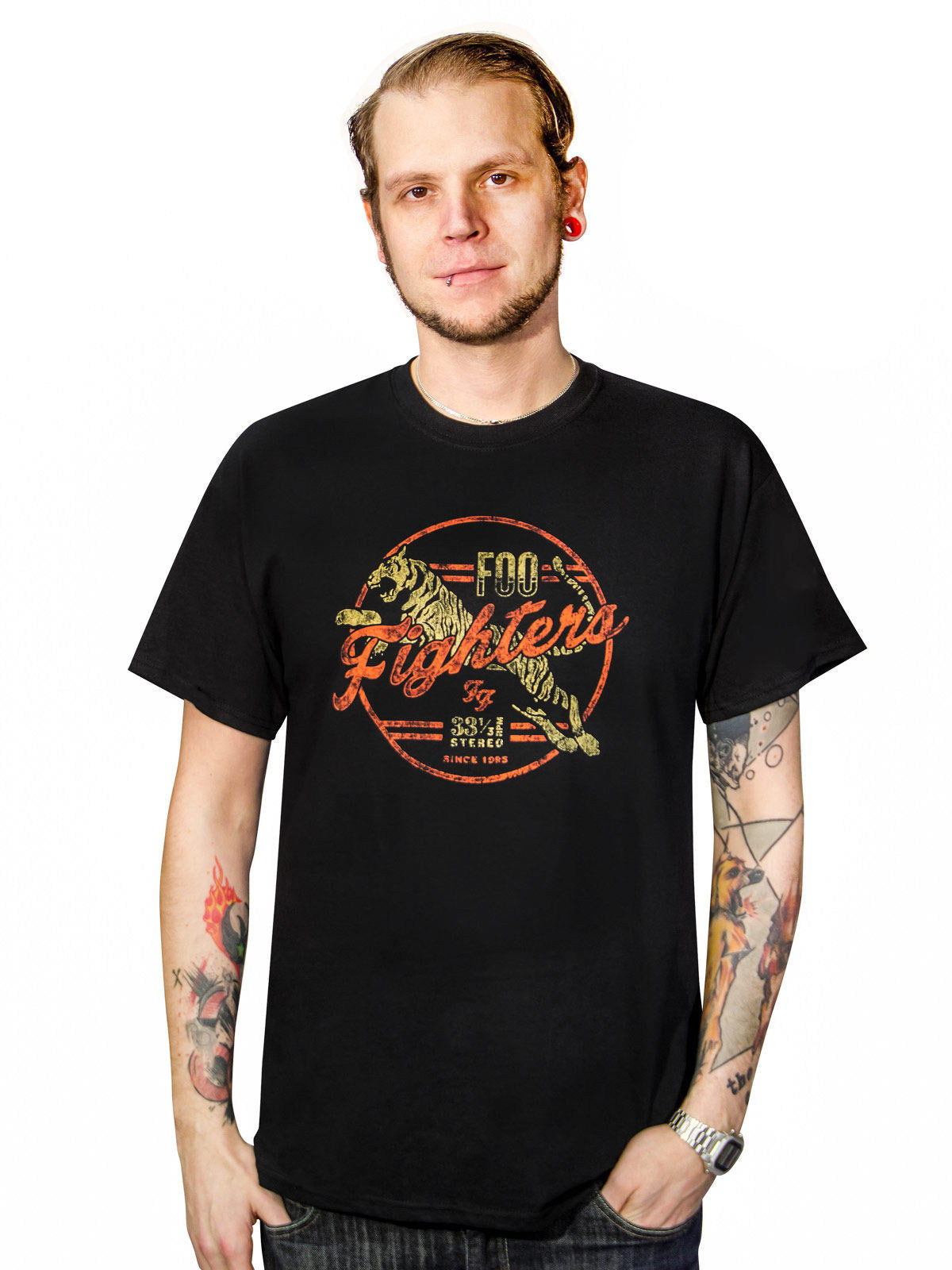 Foo Fighters tričko Tiger Exclusive tričko černo-červeno-žluté 