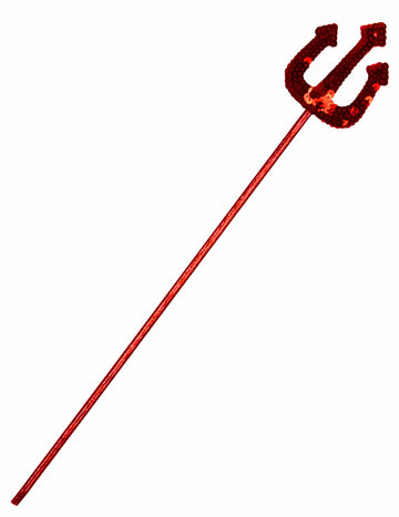 Červená flitrovaná ďábelská vidlička pro dospělé i děti