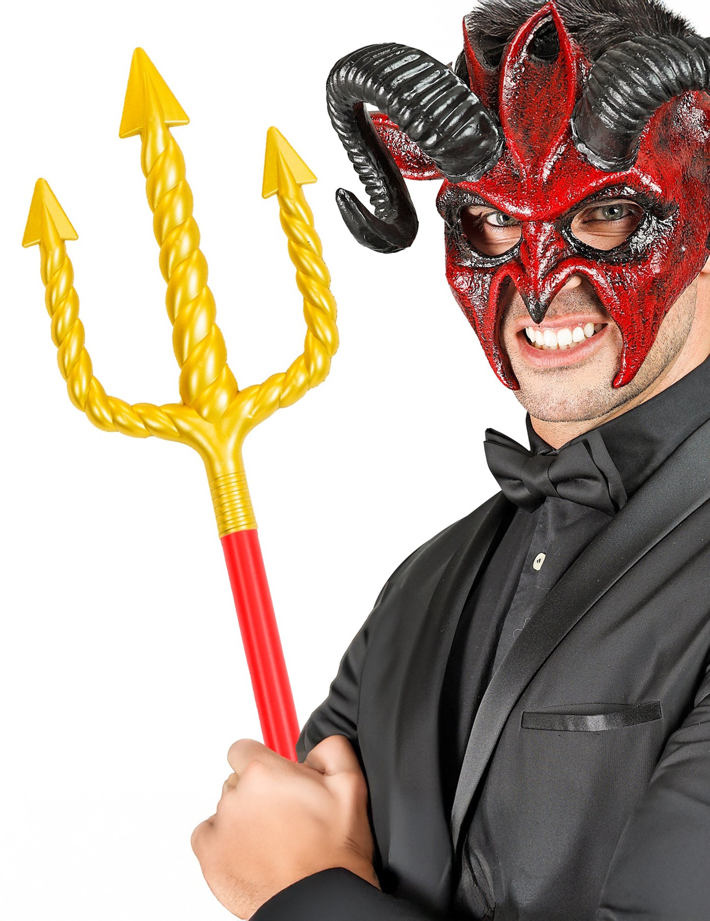 Fourche de diable rouge et or 137 cm