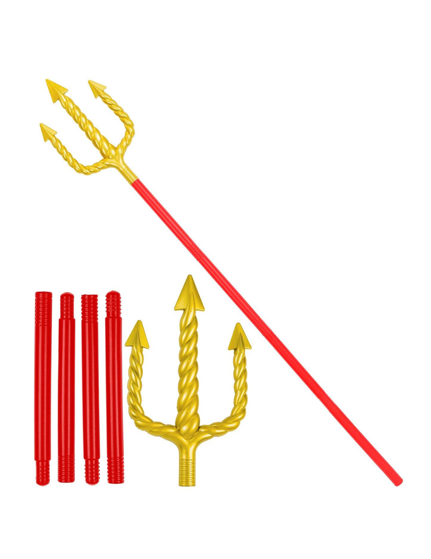 Fourche de diable rouge et or 137 cm