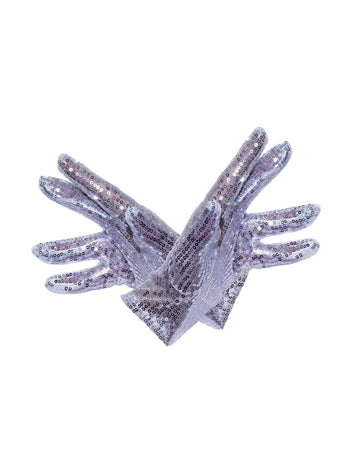 Stříbrné flitrované krátké rukavice pro dospělé