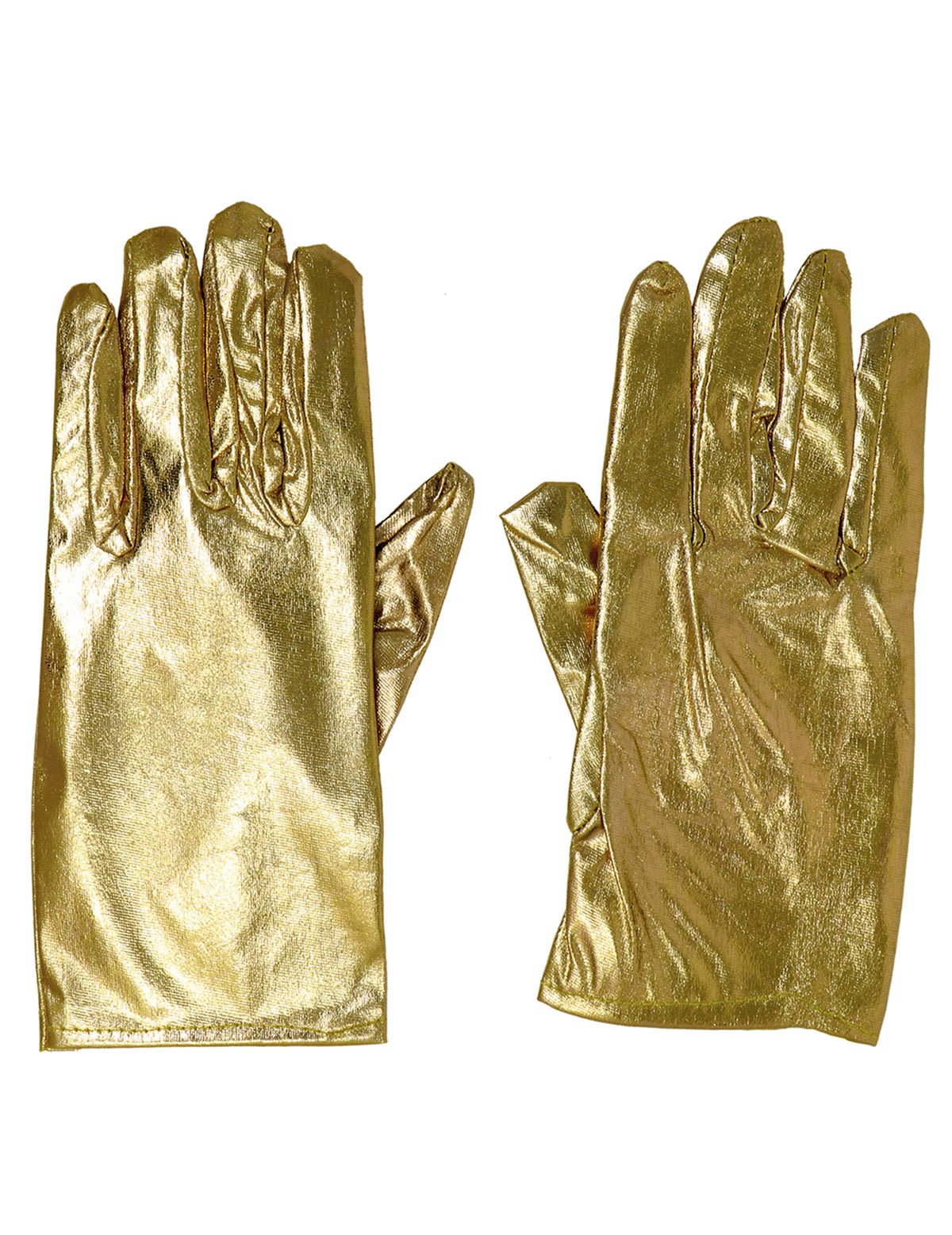 Vue de face et de dos des gants courts métallisés pour femme