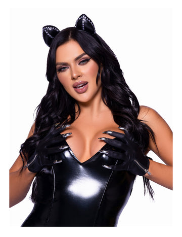 Černé krátké rukavice pro dospělé s hřebíky