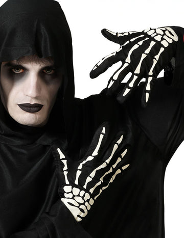Gants larges squelette noir et blanc adulte