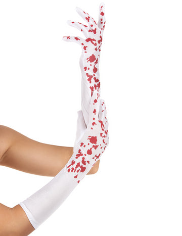 Dámské dlouhé halloweenské krvavě bílé rukavice