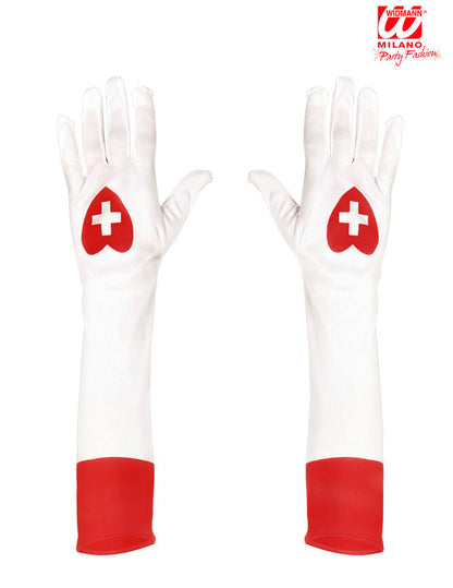 Bílé dlouhé rukavice pro dospělé zdravotní sestry