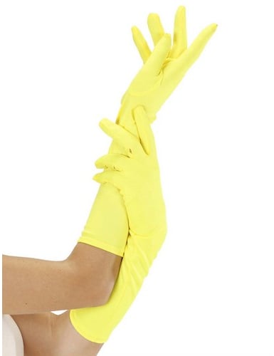 Gants longs fluo pour adulte jaune fluo
