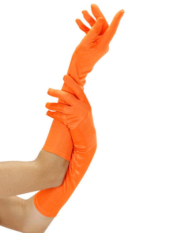 Dlouhé rukavice pro dospělé s fluorescenční oranžovou barvou