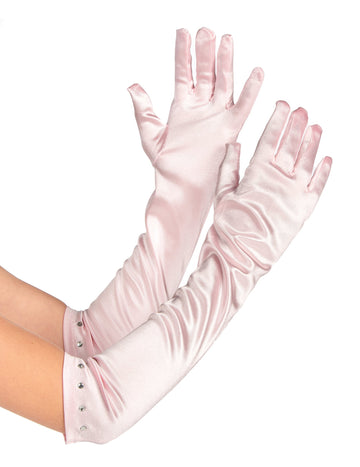 Dětské dlouhé růžové rukavice