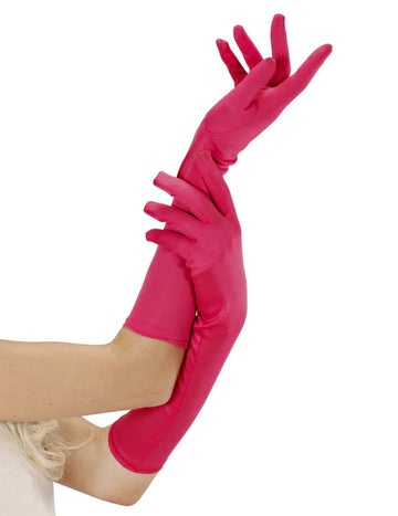 Dlouhé fuchsiově růžové rukavice
