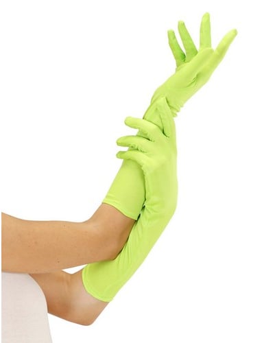 Gants longs fluo pour adulte vert fluo