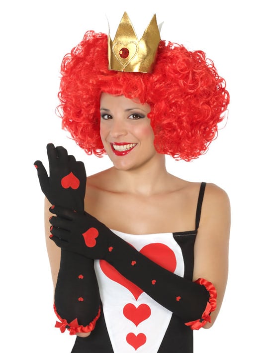 Dámské dlouhé černé rukavice s motivem srdcové královny