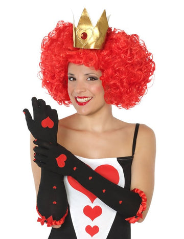 Dámské dlouhé černé rukavice s motivem srdcové královny