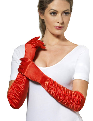 Lange Damen-Handschuhe rot