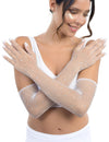 Gants résille longs pour adulte blancs à strass