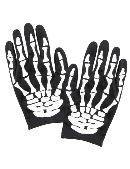 Gants squelette pour adulte noirs et blancs