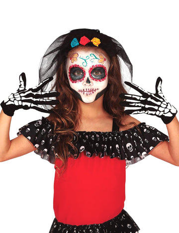 Dětské černobílé kostrové rukavice