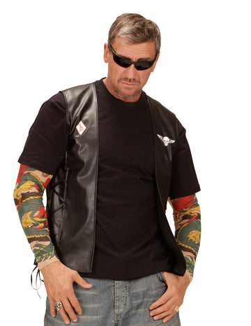 Gilet biker pour adulte noir en simili-cuir