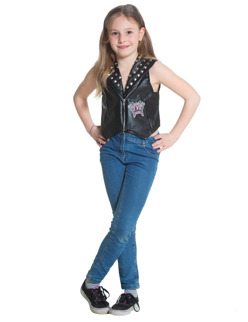 Vesta Daisy Chica Vampiro pro dívka černá s cvočky s nášivkou