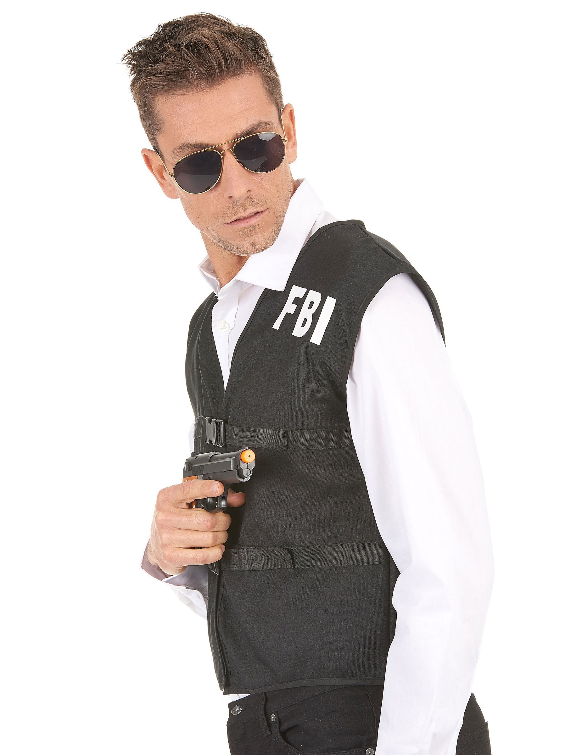 Vue de profil du gilet FBI pour adulte