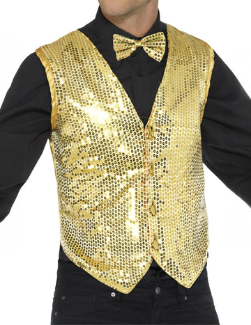 Dospělácká zlatá flitrovaná vesta