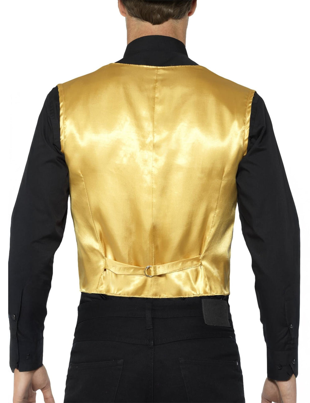 Vue de dos du gilet or à sequins pour adulte