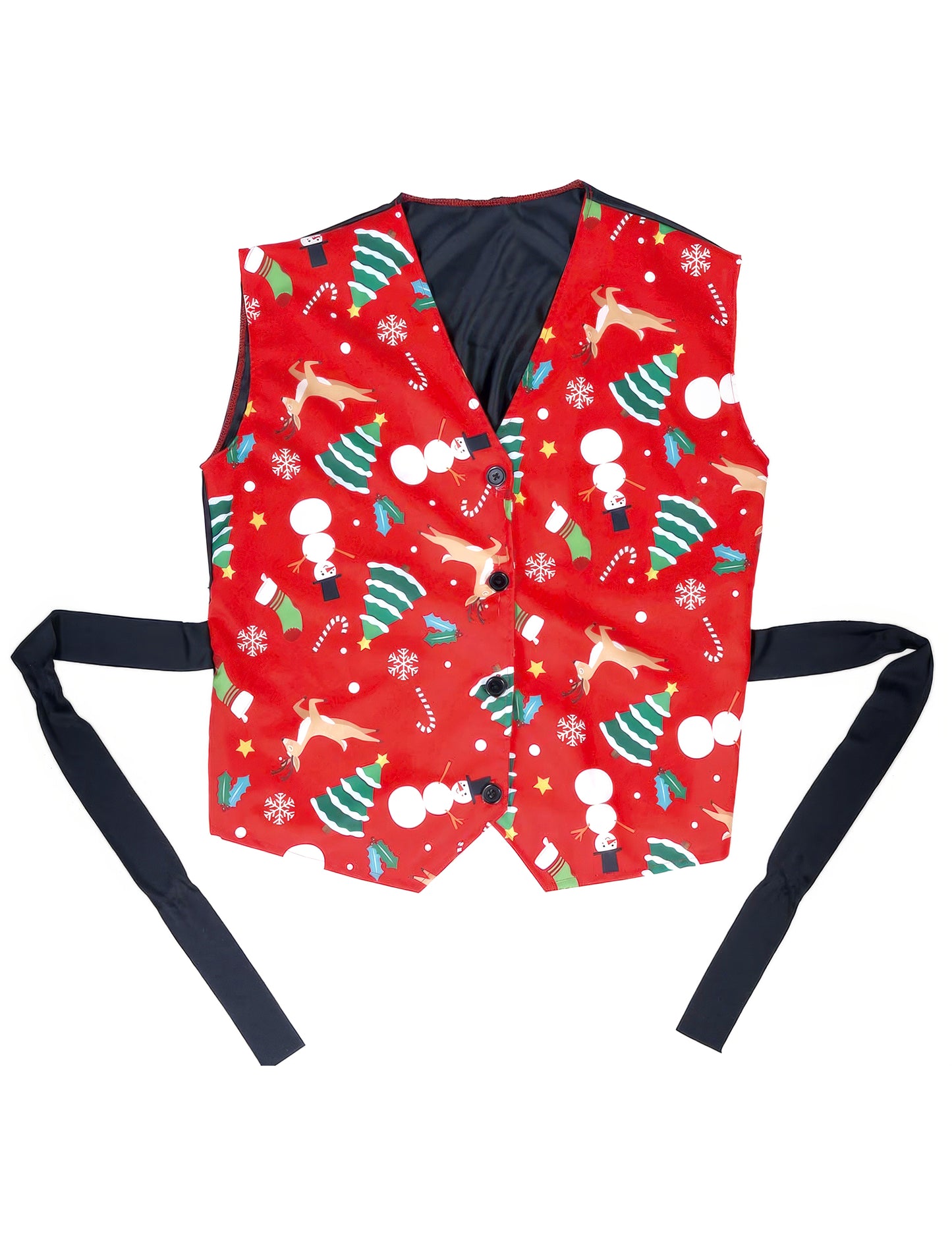Červená vesta pro dospělé s vánočními vzory