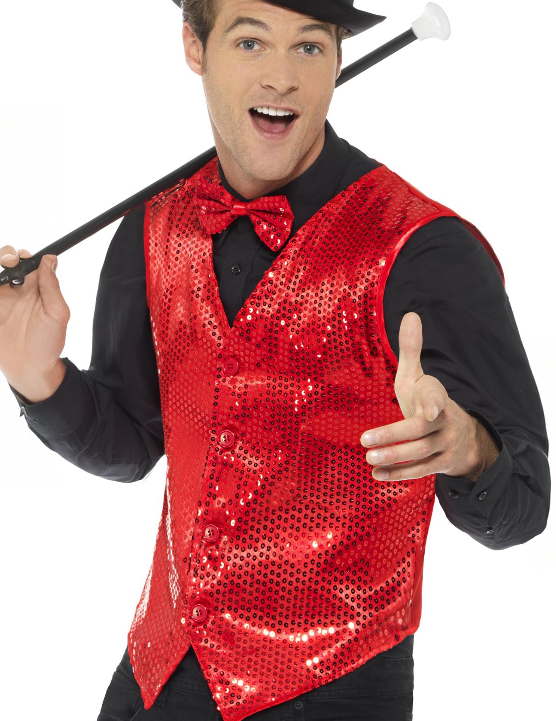 Gilet à sequins pour adulte rouge