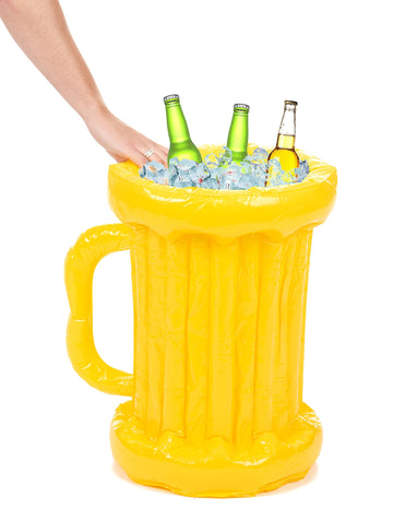 Aufblasbare Kühlbox Bierkrug 55 cm gelb