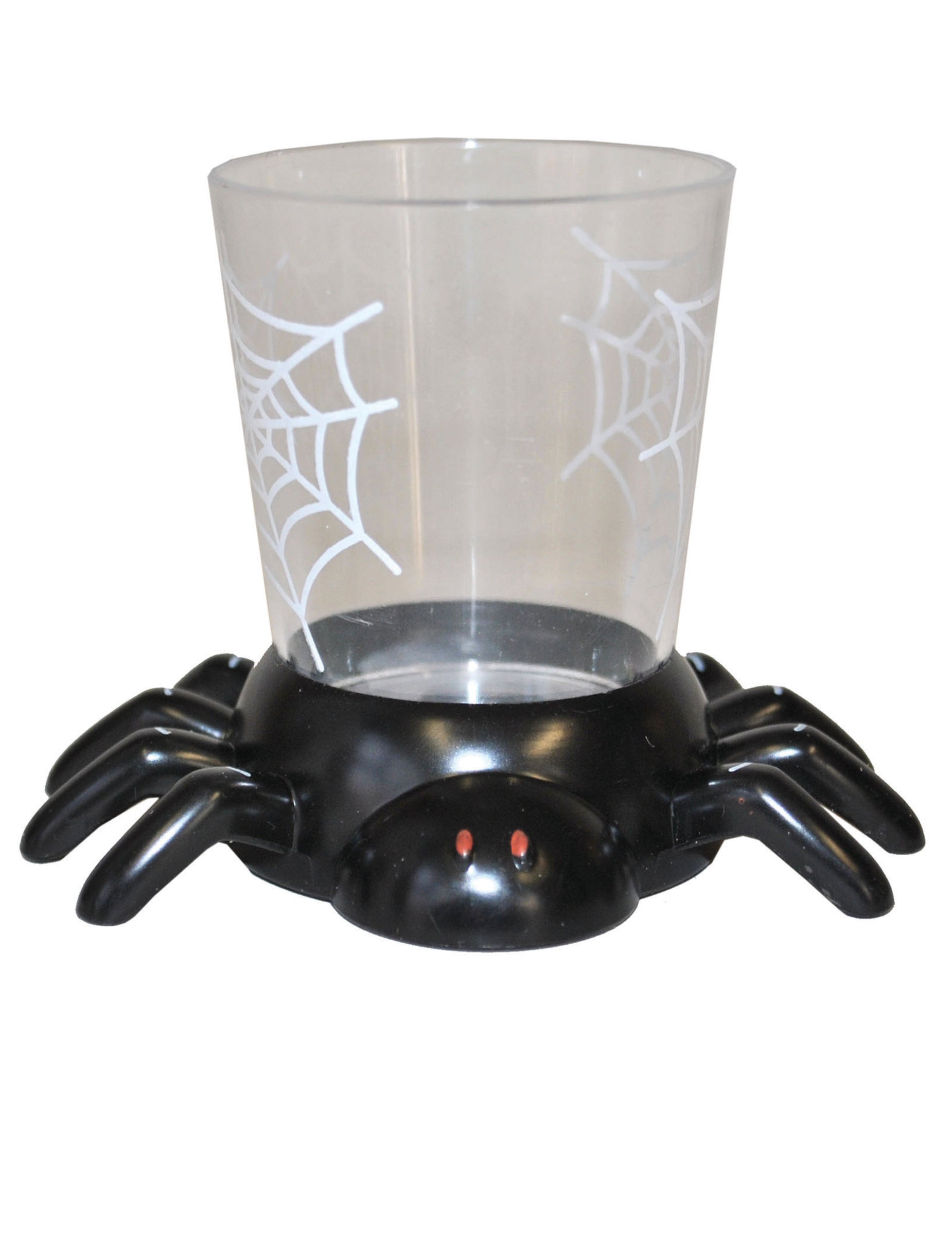 Gobelet araignée pour Halloween transparent et noir avec socle araignée