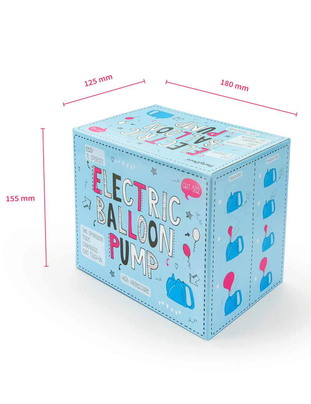 Dimensions de l'emballage du gonfleur de ballon électrique