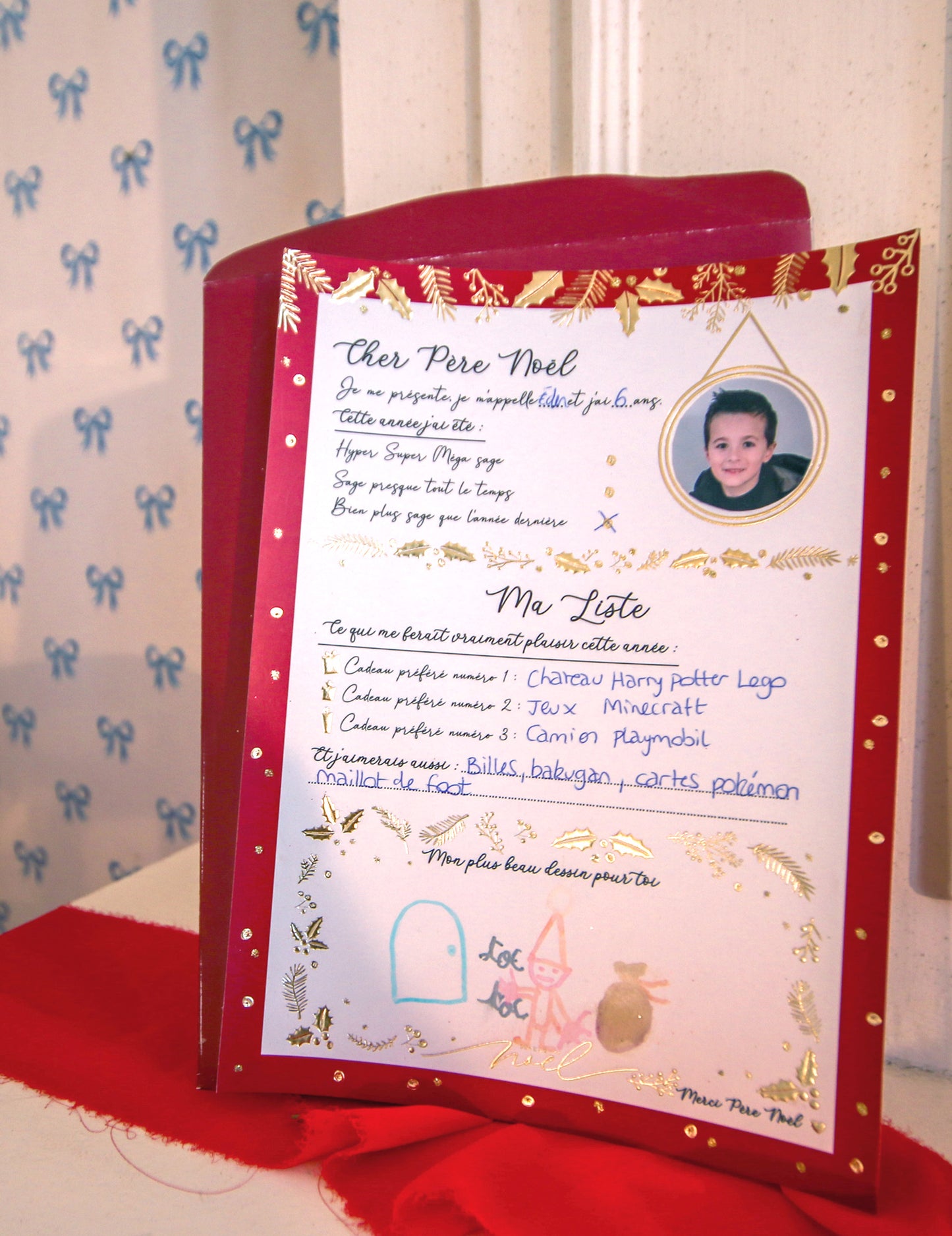 Velký dopis Ježíškovi s vánoční obálkou Holly 21 x 28,5 cm k vyplnění