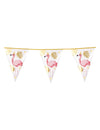 Guirlande de fanions Flamant Tropic pour fête rose blanc et doré