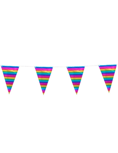 Guirlande à fanions arc-en-ciel pour fête métallique