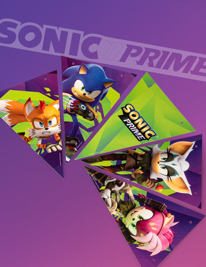 Détails des visuels des personnages de la guirlande à fanions Sonic Prime
