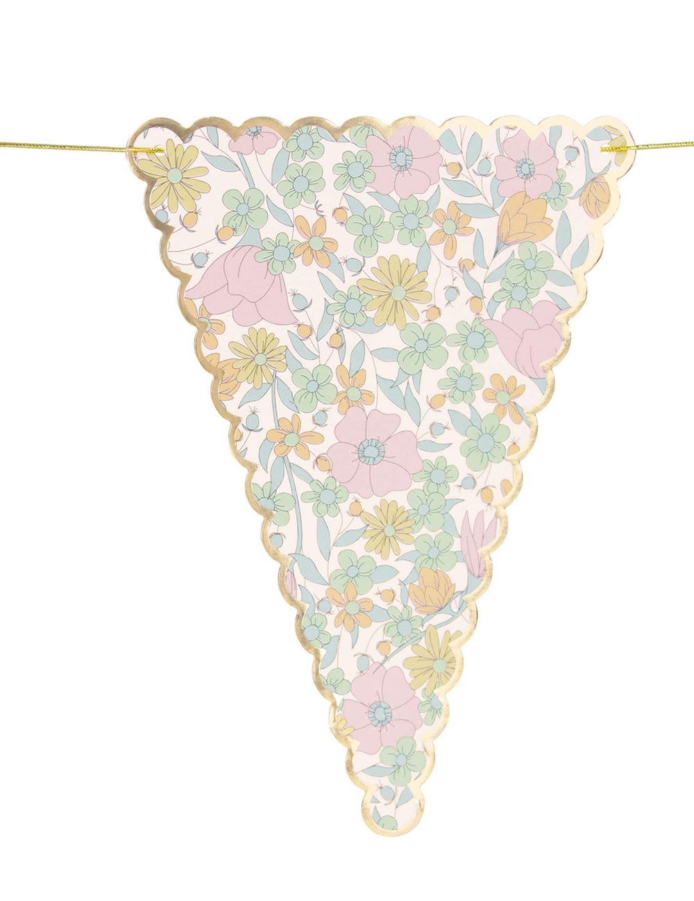 Detail praporku z girlandy praporků shabby květy liberty