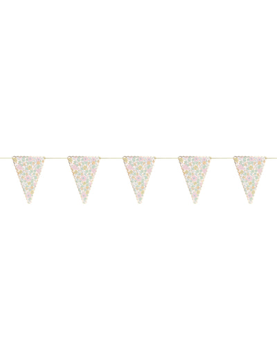 Guirlande de fanions shabby fleurs liberty pour fête multicolore pastel