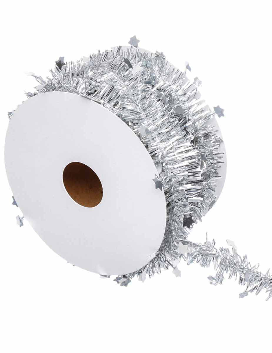 Girlanda ze stříbrné jedle s hvězdami 3 m