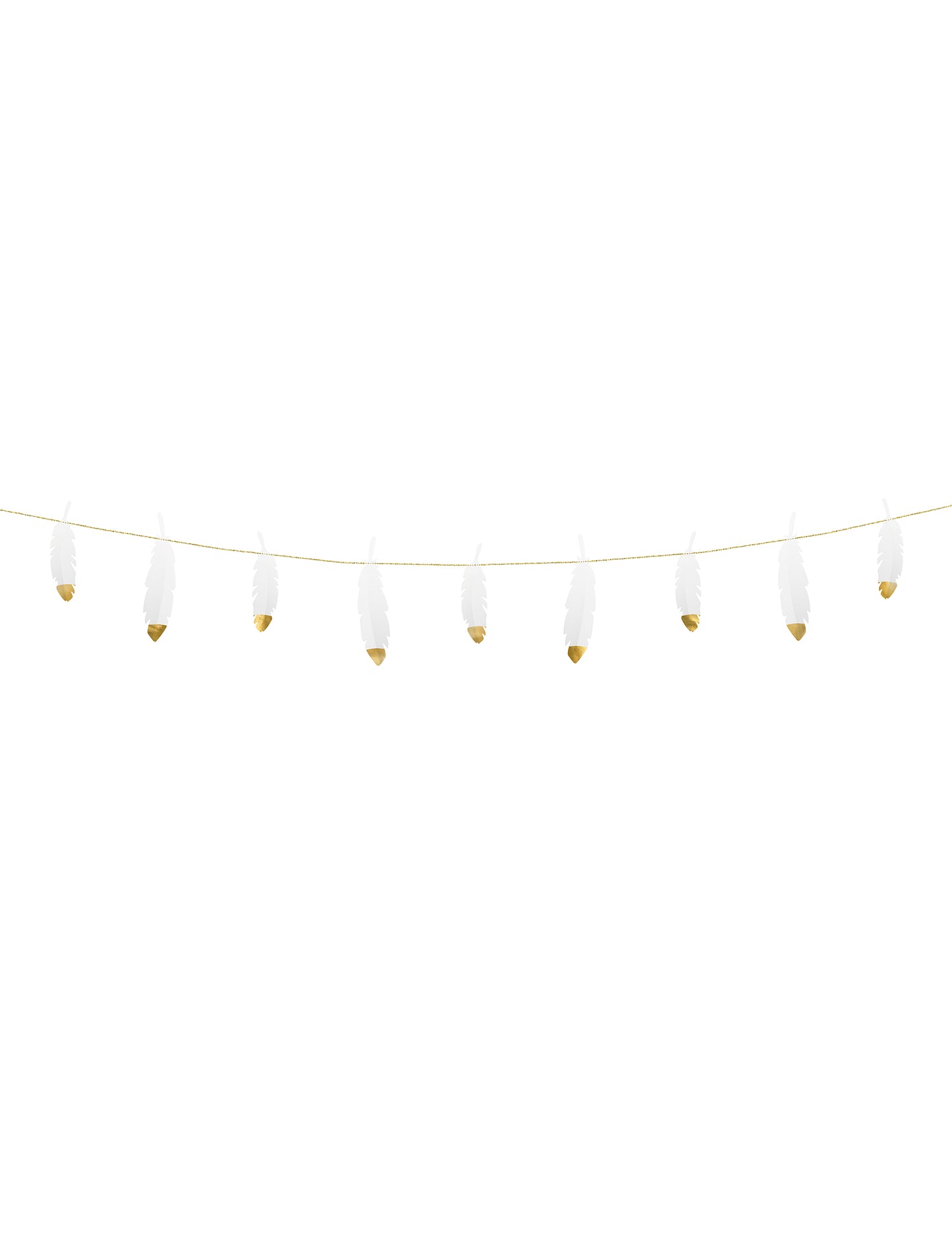 Bílá a zlatá péřová girlanda 13.5 cm x 1,6 m svatební dekorace