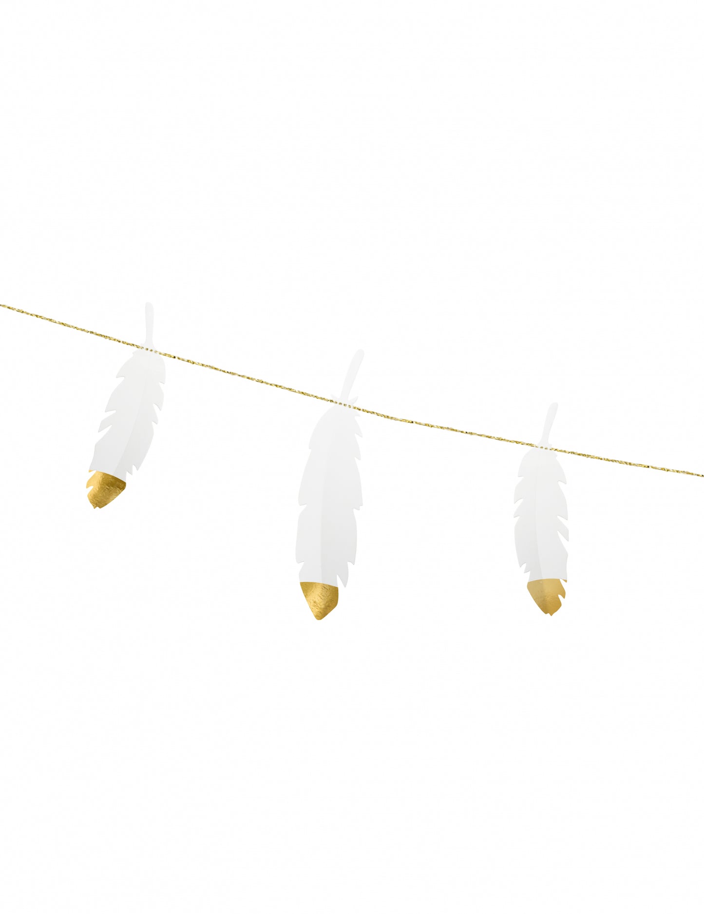 Bílá a zlatá péřová girlanda 13.5 cm x 1,6 m svatební dekorace