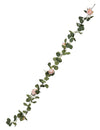 Guirlande de roses et eucalyptus artificielle vert et rose