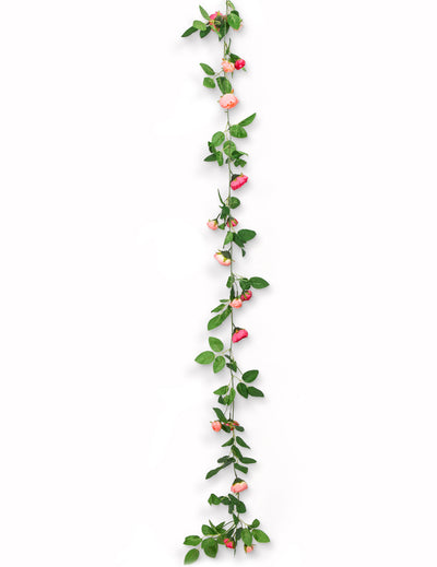 Guirlande de roses et feuilles vertes pour mariage rose et vert
