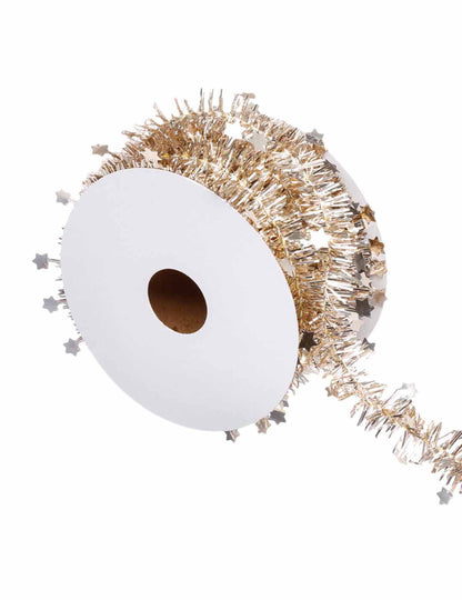 3 m lesklá zlatá girlanda z jedle na roli